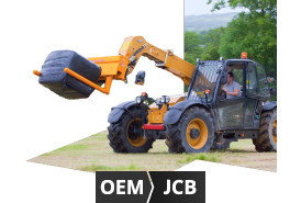 Tractor image indicating that genuine replacement parts are available for Ford/New Holland, John Deere and Case IH machinery, 